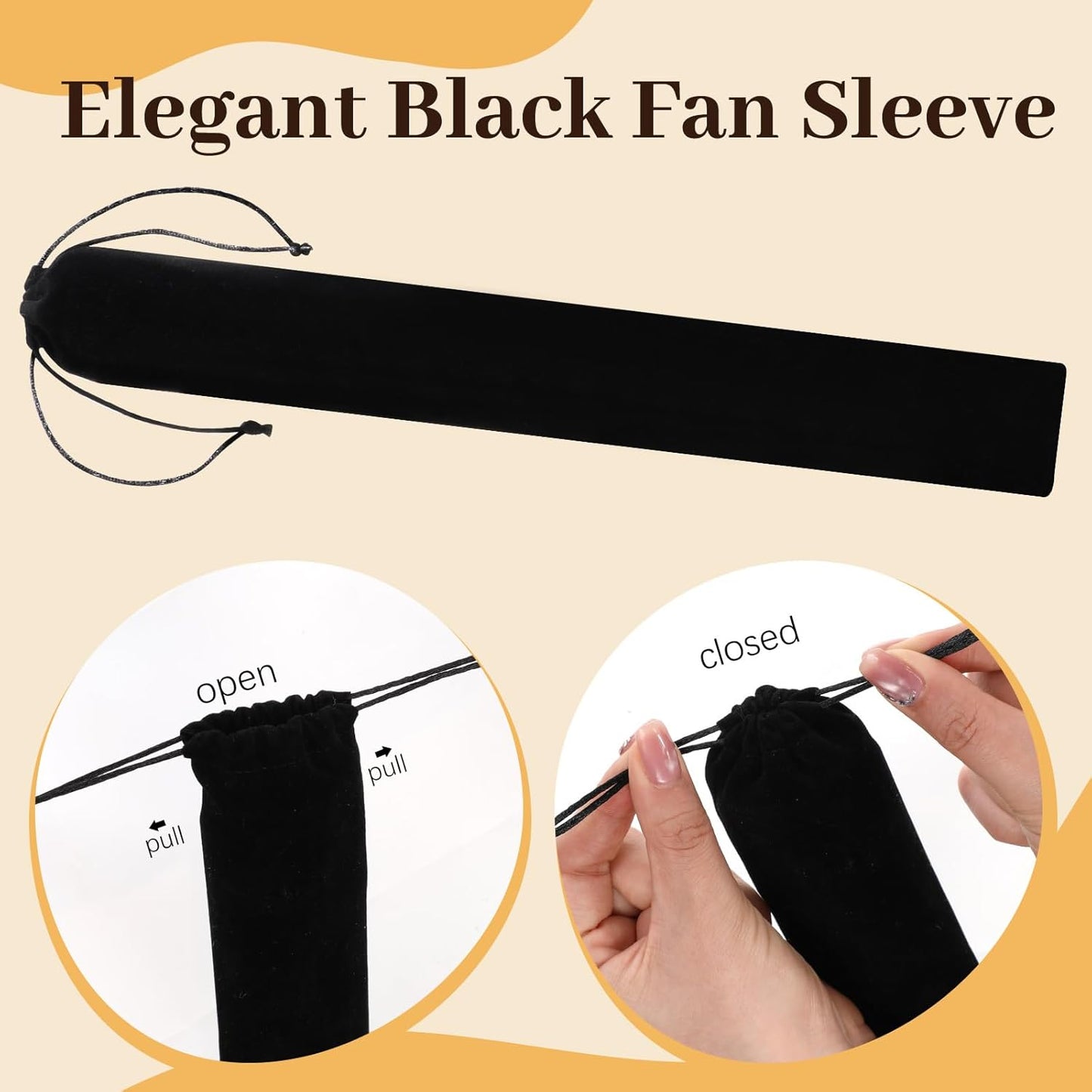 4PCS Large Chinese Folding Fans with 4 Fan Sleeves, Chinese Kung Fu Tai Chi Fans, Clacking Fans for Line Dancing, Popping Fans for Line Dancing for Adult(Black)