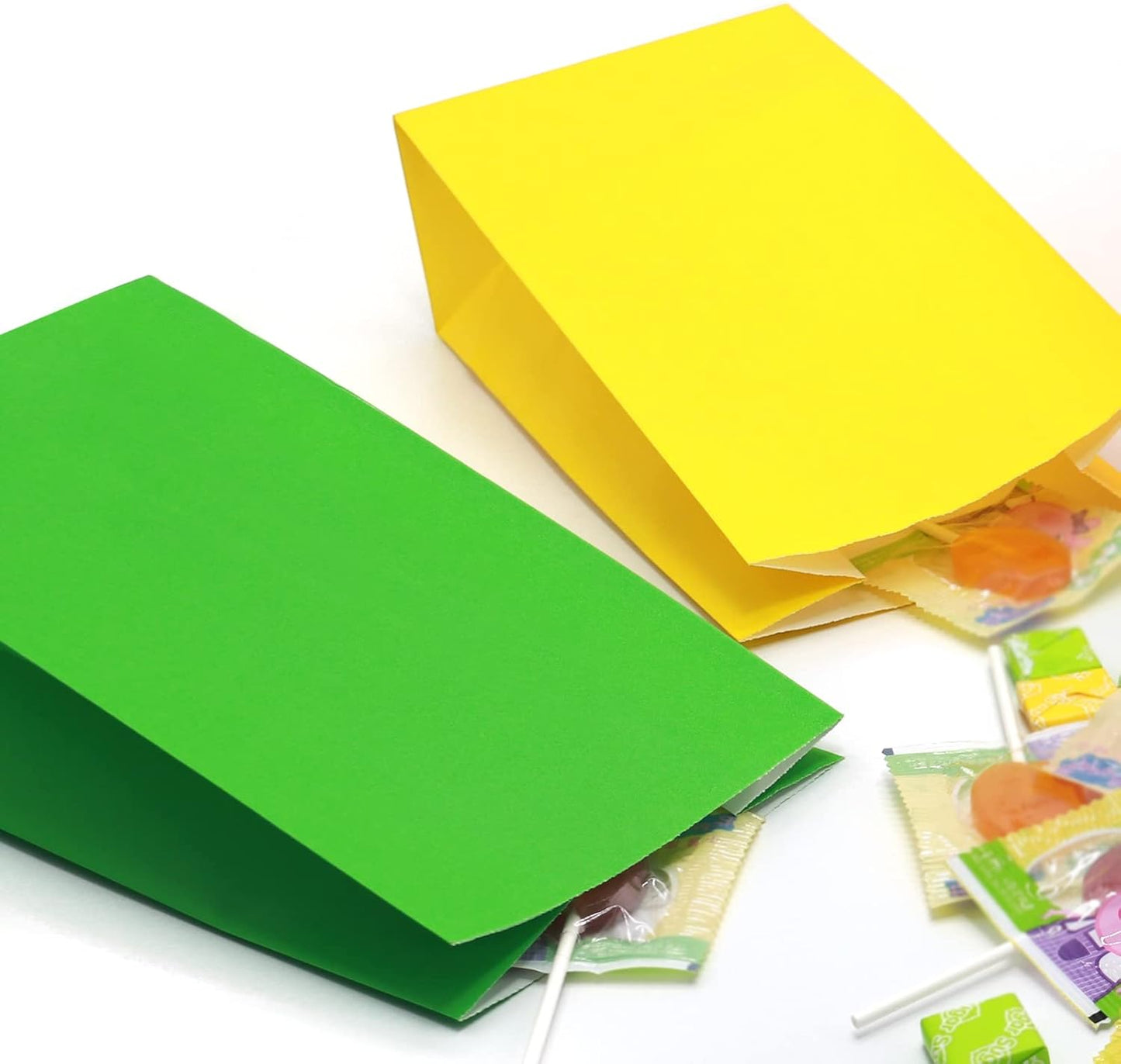 Oletx 30-Pack Yellow Party Favor Paper Bags, 9'' Wrapped Treat Bags for Birthday Party, Babyshower, School Activities