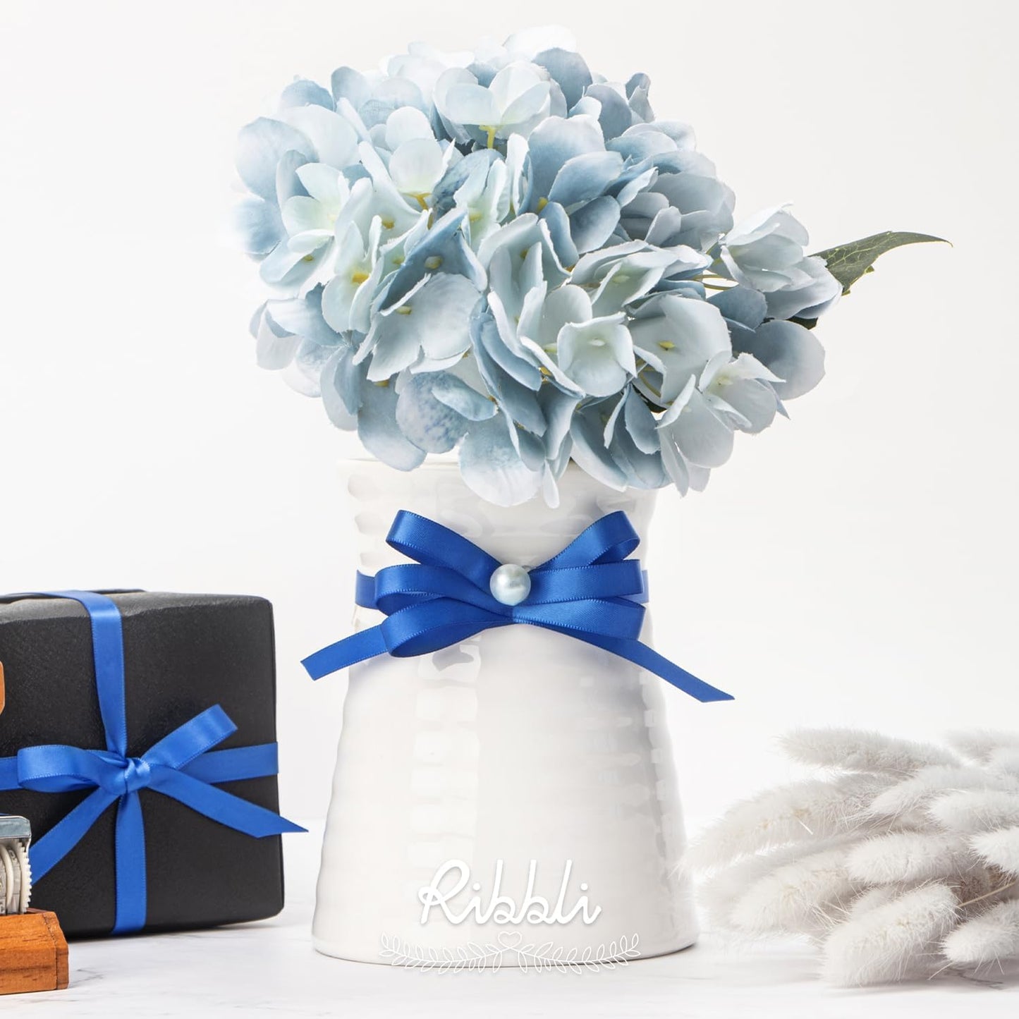 Ribbli Double Faced Royal Blue Satin Ribbon,3/8” x Continuous 25 Yards,Use for Bows Bouquet,Gift Wrapping,Floral Arrangement