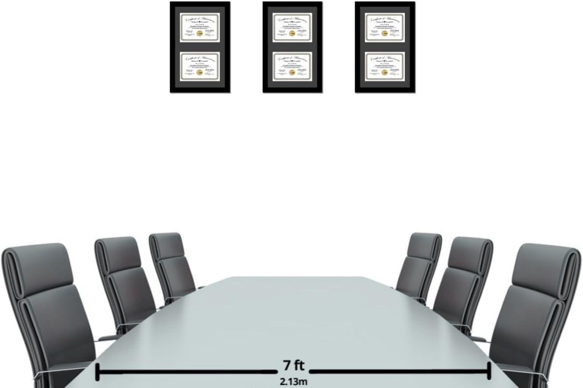 Creative Picture Frames 14X24Bk-B Black Vertical Double Diploma Frame With 2 Opening Black Mat, Holds 2-10X12-Inch Documents With Wall Hanger