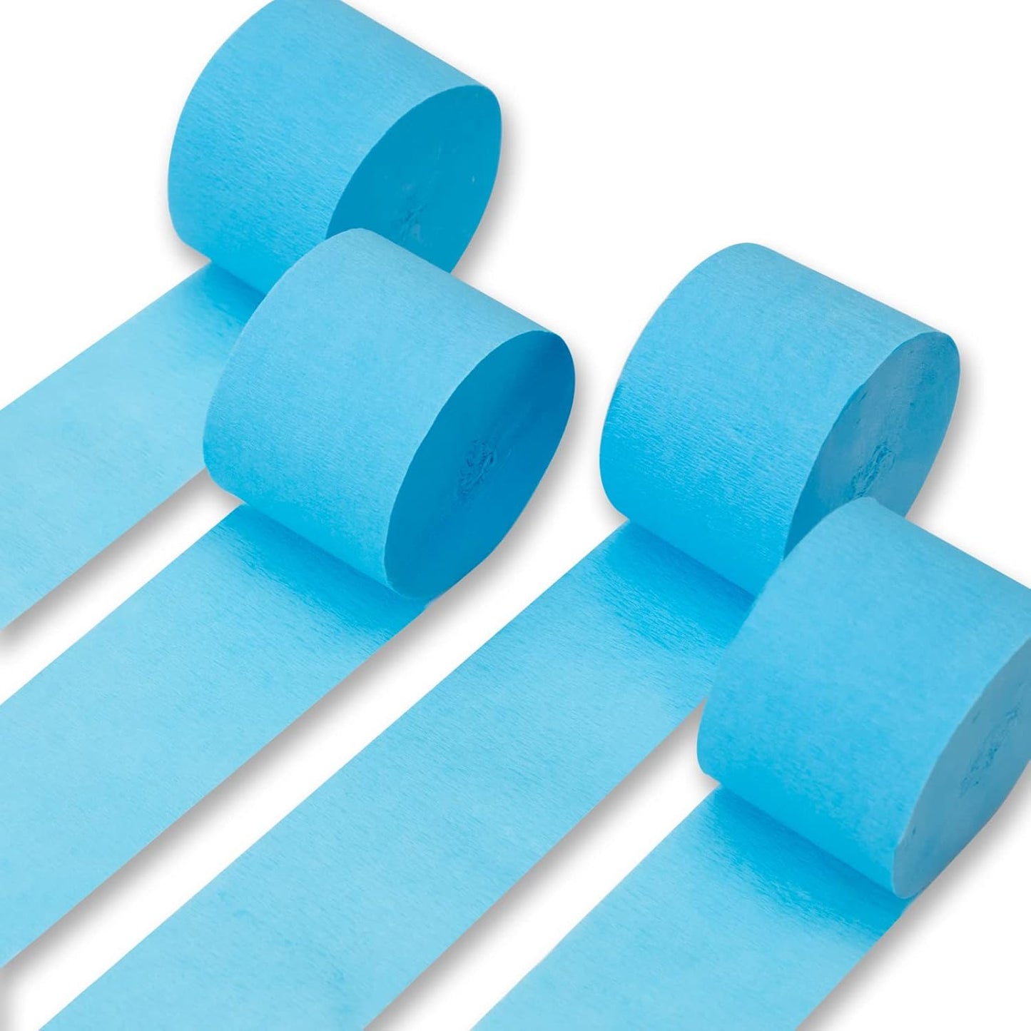 PartyWoo Crepe Paper Streamers 4 Rolls 328ft, Pack of Light Blue Crepe Paper for Party, Wedding, Birthday & Baby Shower Decorations (1.8 Inch x 82 Ft/Roll)