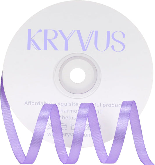 Light Purple Satin Ribbon 1/4 inch X Continuous 50 Yards, Single Face Polyester Ribbon Perfect for Gift Wrapping, Flower Bouquet, Wedding Decor, Crafts, Bow Making, Sewing and More