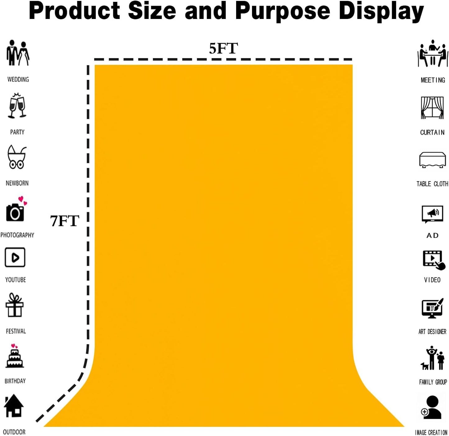 Yellow Background 6x9FT Solid Color Photo Backdrop Screen Video Recording Curtain Party Decor Photography Studio Props