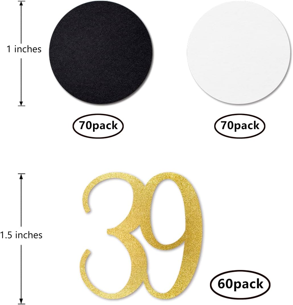 Gold Glitter 39 Confetti, 39th Birthday Number Confetti, 200pcs Anniversary Party Table Decoration Supplies