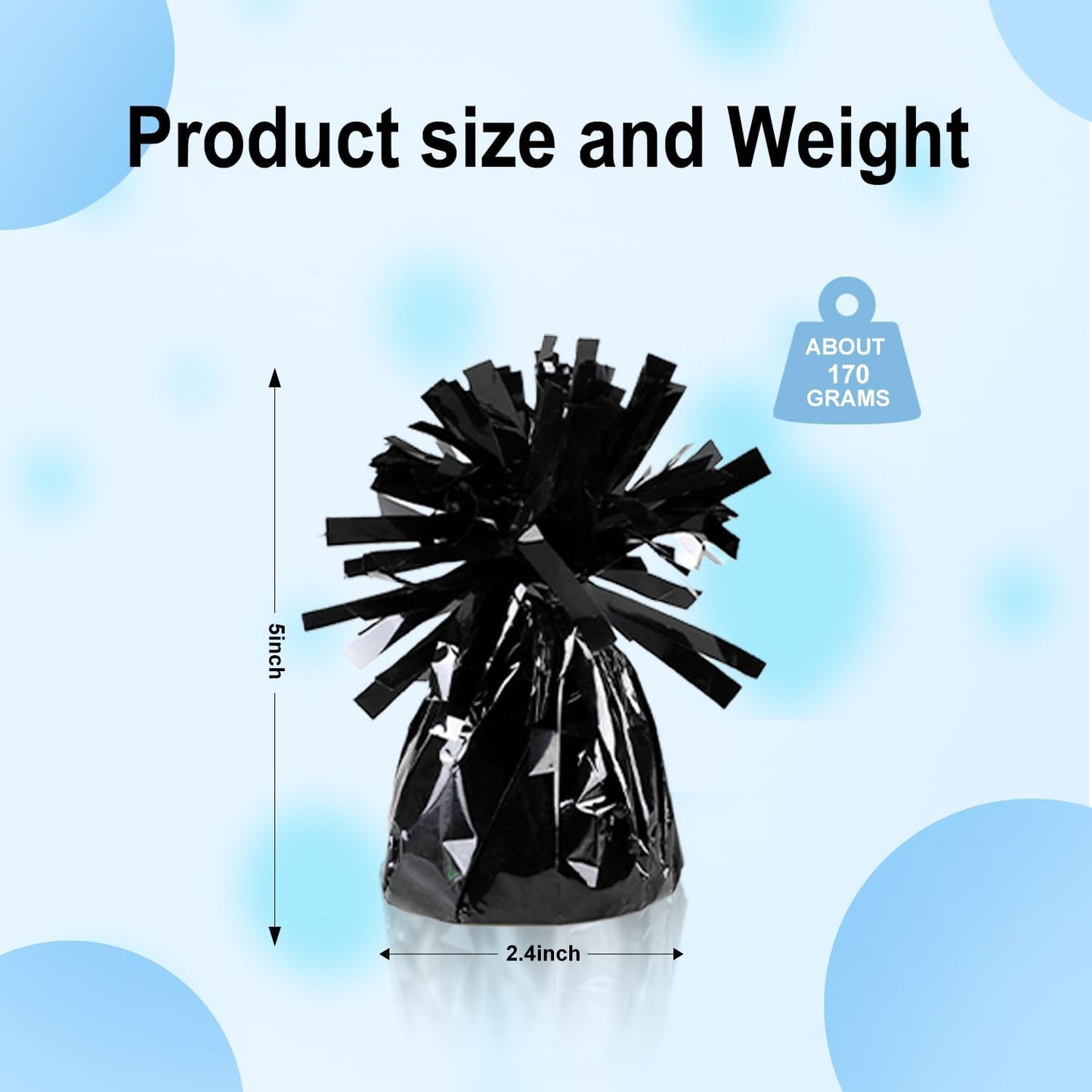 12PCS Balloon Weight Metallic Heavy Solid Balloon Pendant Pack Holder For Table Centerpieces Birthday Wedding Chrismas Party Decoration (Black)