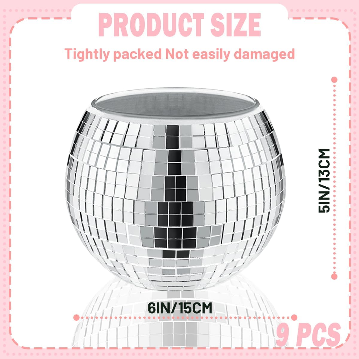 9 Pcs Disco Ball Vase,Glass Disco Ball Vases, Mirror Disco Balls,Candle Holder Vase,Disco Ball Decorations,Wedding Centerpieces,Birthday Parties,Bedroom,Office Decorations (5 x 6 inches)