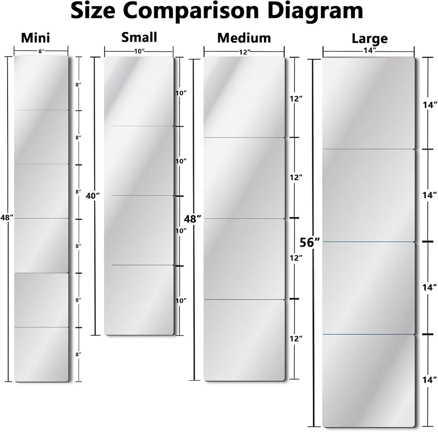 Unbreakable Acylic Small Mirror Tiles for Kids, (4-Pcs 14x14 Inch) Plastic Mirrors for Wall, Stick on Mirrors for Wall Decor, Shatterproof Mirror for Kids Bedroom