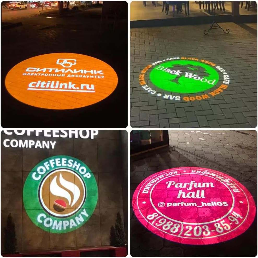 GOBO Projector Custom Logo Projector Lights for Store Business or Outdoor Wall Street Waterproof Ip67 HD Led for Shop Advertising and Wedding (110W)