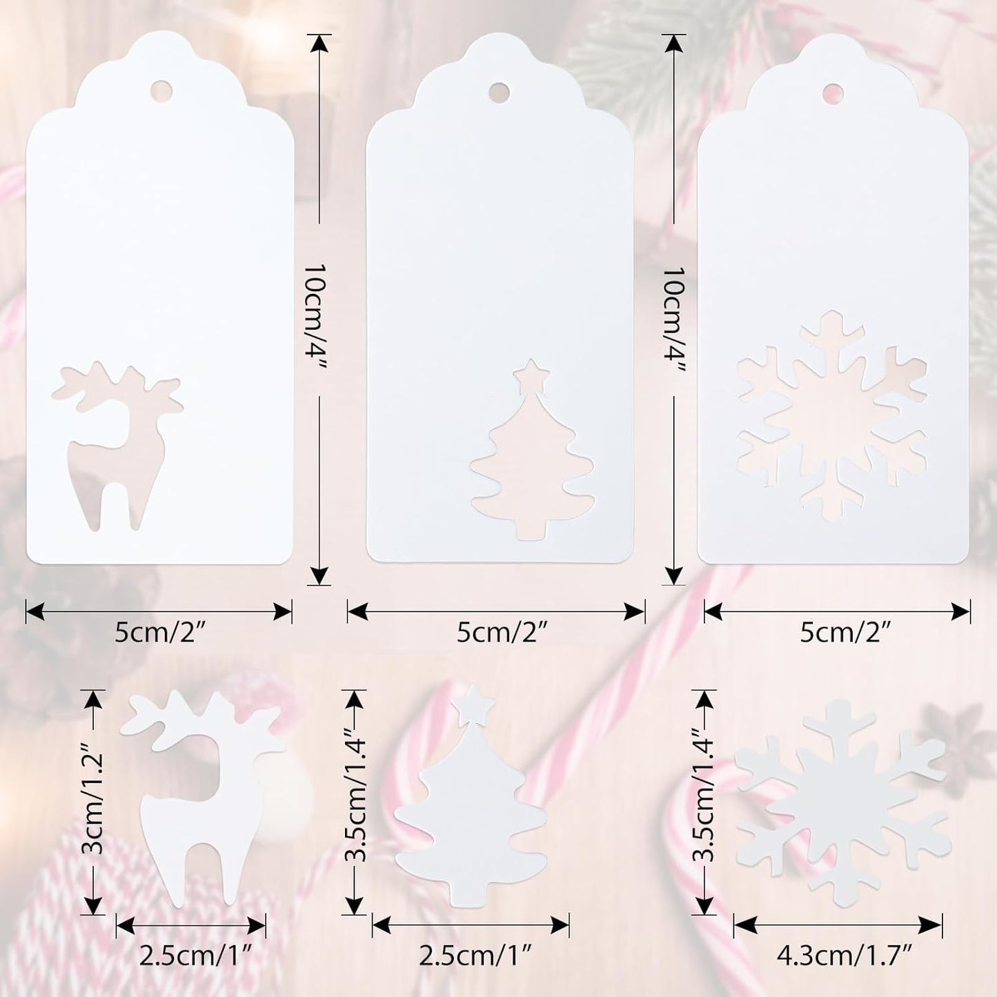 jijAcraft Christmas Gift Tags - 150Pcs Christmas Tags with String, Blank White Paper Hollow Trees, Rudolph, Snowflake Shapes Holiday Labels for Xmas Party Favors, DIY Crafts, Jar