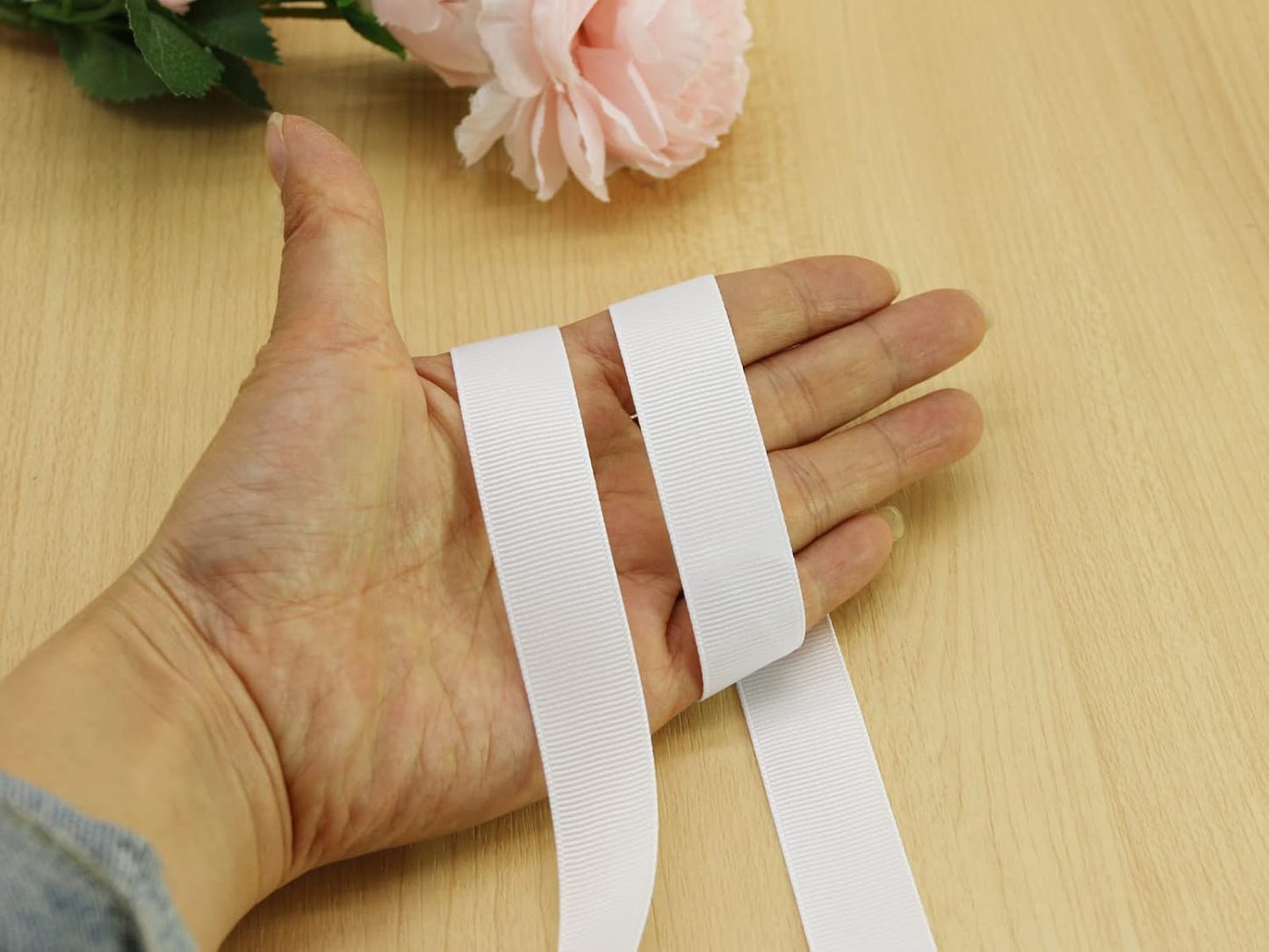 Jesep One Roll 100 Yards 3/4" Soild Grosgrain Ribbon Boutique Gift Wrapping Package Ribbon, DIY Crafts Bow Hair Headband Accessories Assorted Ribbon#29 (3/4" 20mm, White)