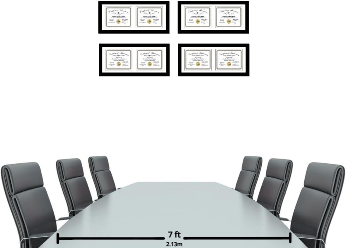 Creative Picture Frames 14X30Bk-W Black Horizontal Double Diploma Frame With 2 Opening White Mat, Holds 2-10X12-Inch Documents With Wall Hanger
