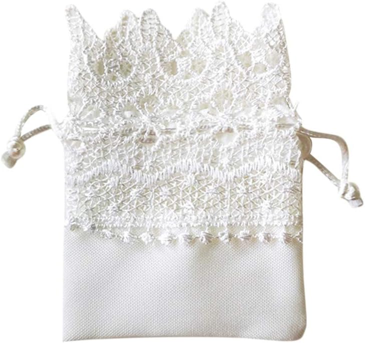 10pcs Organza Burlap Bags Lace Organza Drawstring Bags for Wedding Party Favors Supplies Bridal Shower Baby Shower Jewelry Pouches White