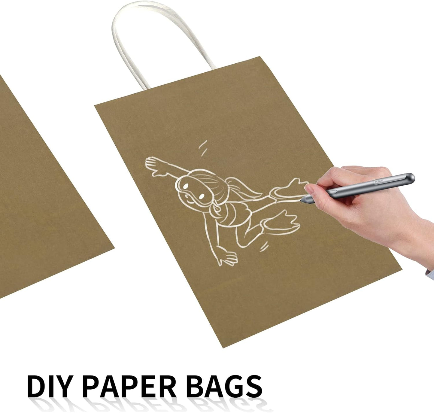 Toovip 50 Pack 5.25x3.25x8.25 Inch Small Gold Kraft Paper Bags with Handles Bulk, Gift Wrap Bags for Favor Grocery Retail Party Birthday Shopping Business Goody Craft Merchandise Take Out Cub Sacks