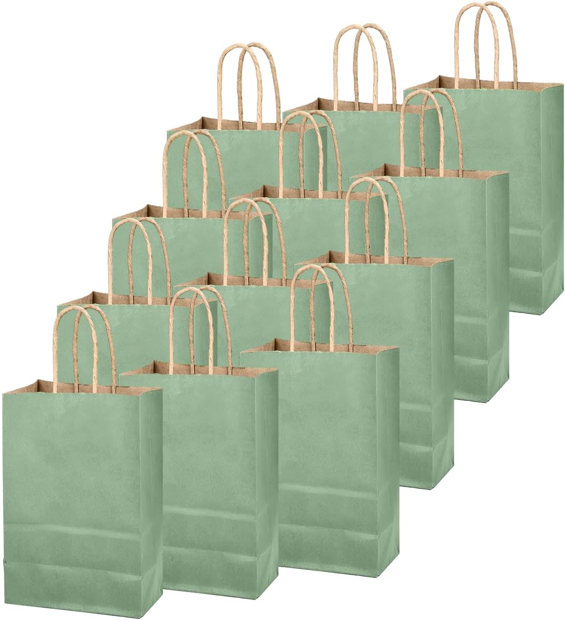 qiqee Aqua Green Gift Bag with Handles Bulk 24Pcs Paper Bags -8.3"x6"x3. 15" Party Favor Bags - Solid Color