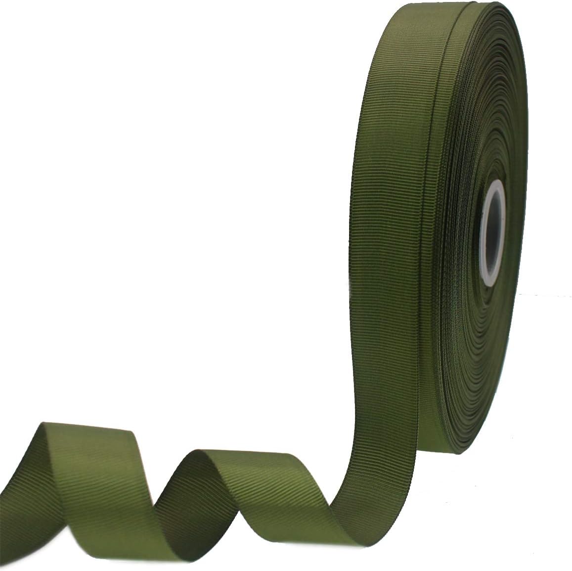 Jesep One Roll 100 Yards 1" Soild Grosgrain Ribbon Boutique Gift Wrapping Package Ribbon, DIY Crafts Bow Hair Headband Accessories Assorted Ribbon#570 (1" 25mm, Olive Green)