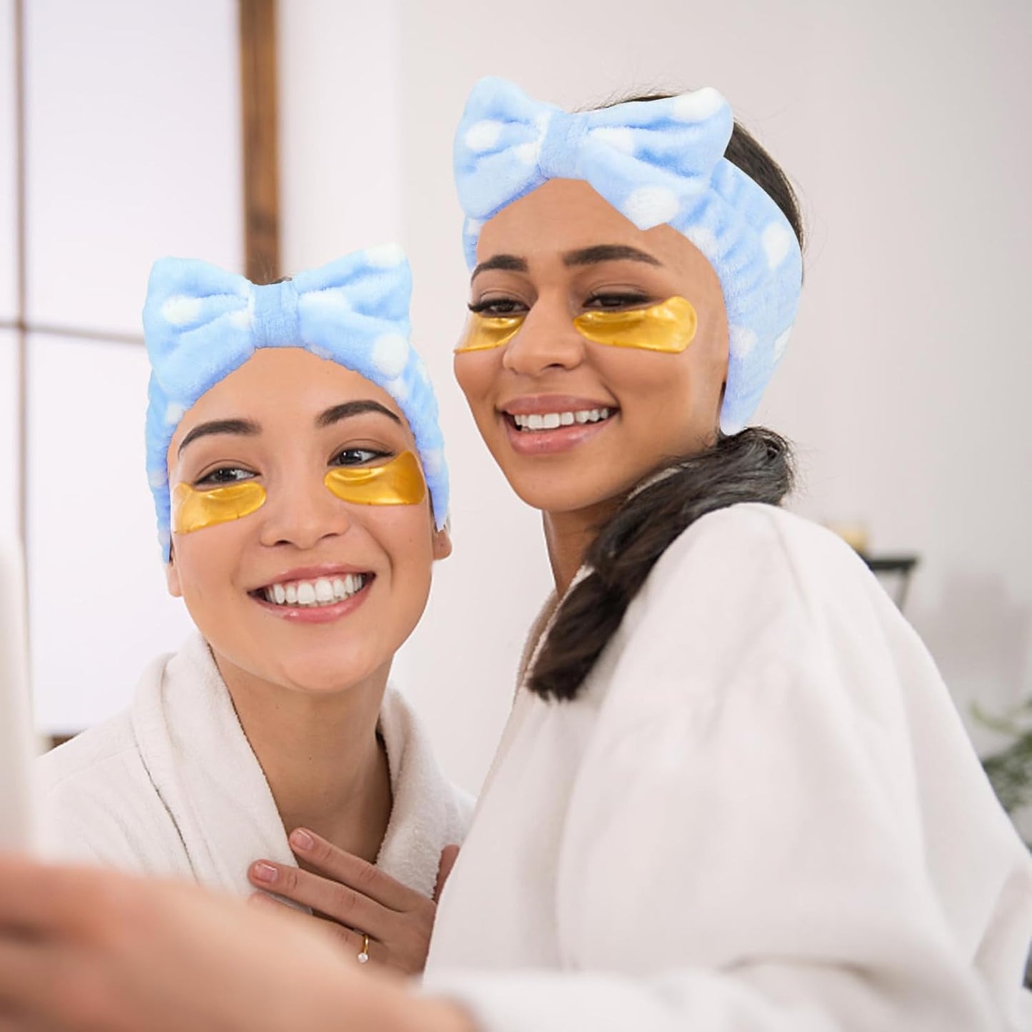 Semato 8 Pcs Blue Dot Bachelorette Party Favor Set Bridesmaid Headband Skincare Headbands for Women Party Supplies (blue dot)