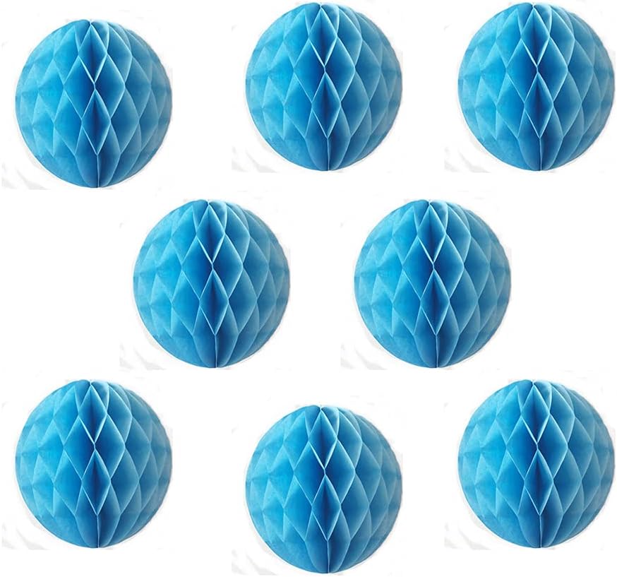 8pcs 10 inch Paper Honeycomb Balls Decorative Tissue Pom Poms Flower Art Hanging Balls for Birthday Wedding Nursery Baby Shower Home Decor (10inch, Blue)