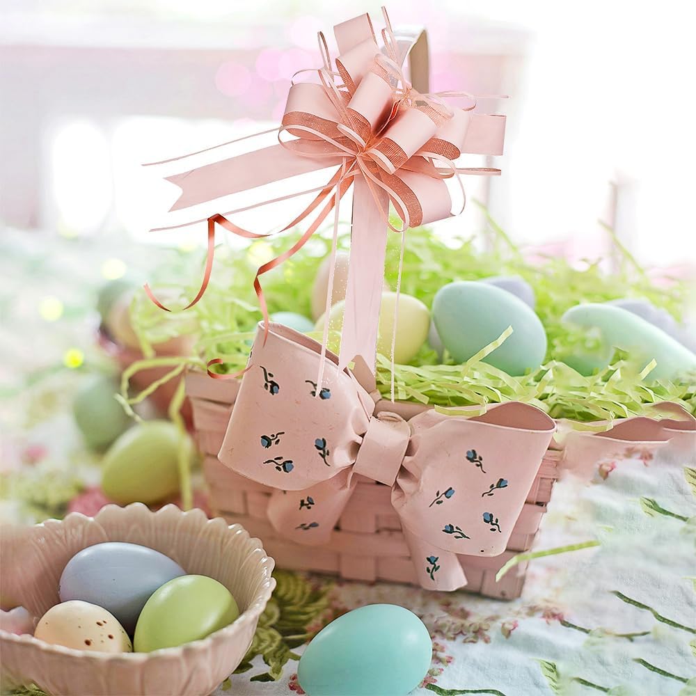 WEWILUCK Pull Bows for Presents - Large Light Pink Gift Bows for Gift Baskets, Flower Paper Wrapping, Ideal for Women, Party, Valentines Day, and More(6 inches, 15PCS)