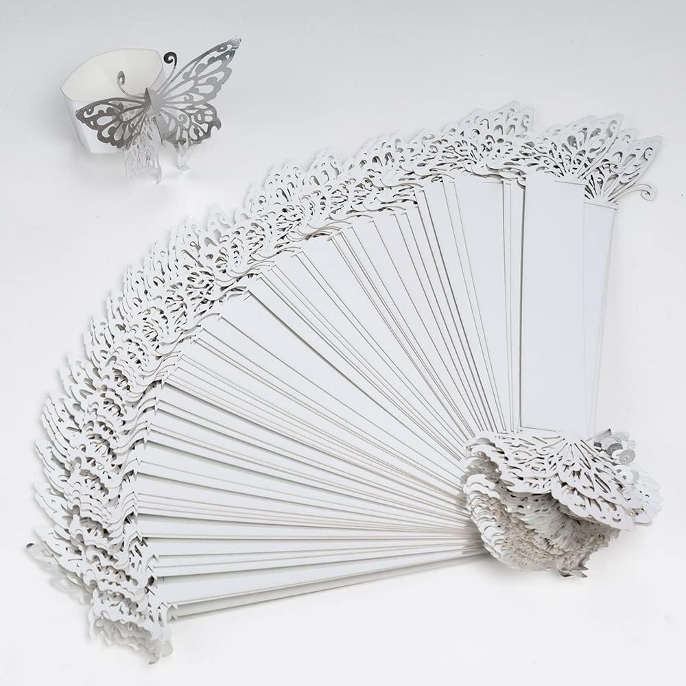 150PCS Butterfly Napkin Rings for Luxury Banquet Style, Reusable Paper Napkin Holders for Wedding Banquet Dinner Table Decor, and Catering Party Services (Silver) (Pack of 2)