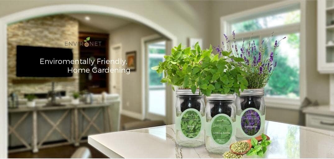 Hydroponic Herb Growing Kit, Self-Watering Mason Jar Herb Garden Starter Kit Indoor, Windowsill Herb Garden, Grow Your Own Herbs from Organic Seeds (Marjoram)