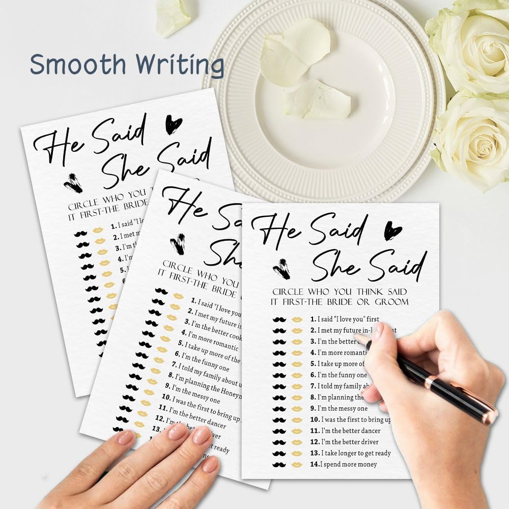 30 Minimalism Game Cards - He Said? She Said - Bridal Shower, Engagement, Mr & Mrs, Newlyweds, Wedding Games, Party Activities & Supplies - B08 White