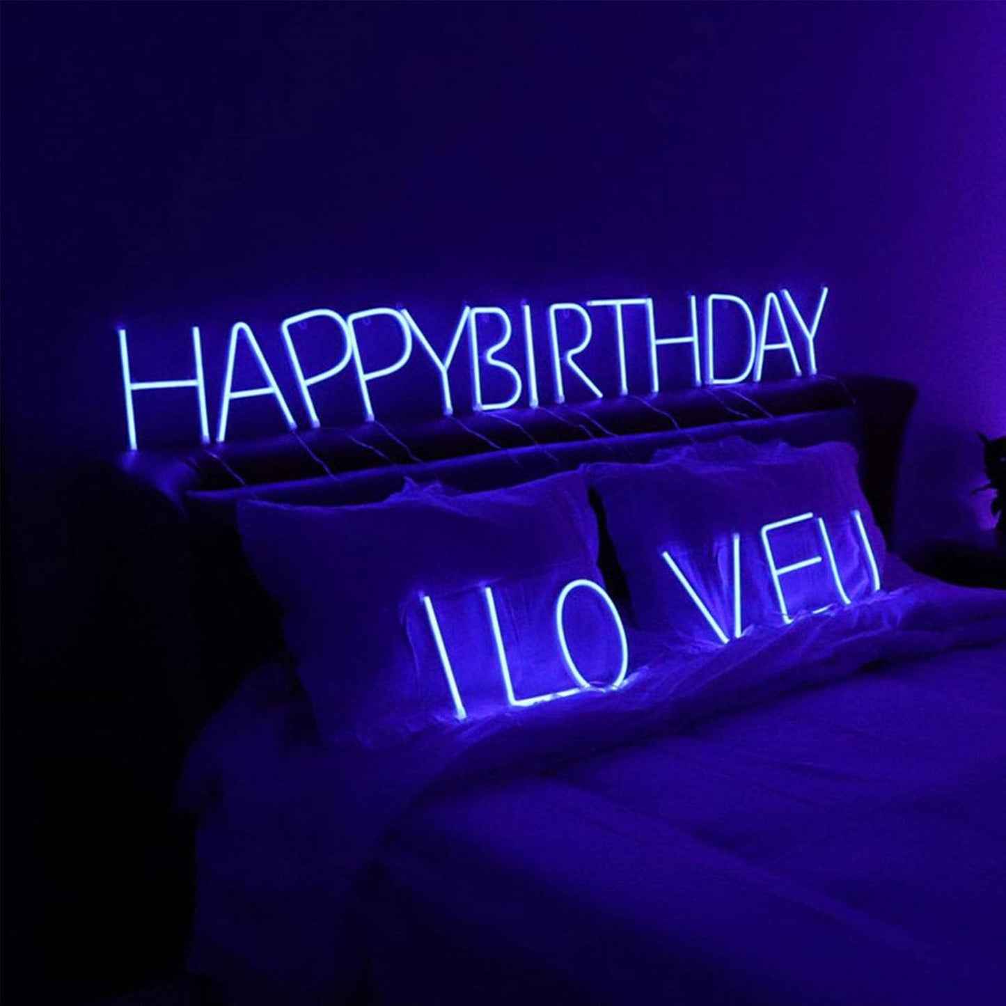 ENUOLI LED Blue Neon Letter Signs Night Light Battery or USB Operated LED Marquee Letters Neon Art Decorative Lights Wall Decor for Children Baby Room Christmas Wedding Party Decoration (L)