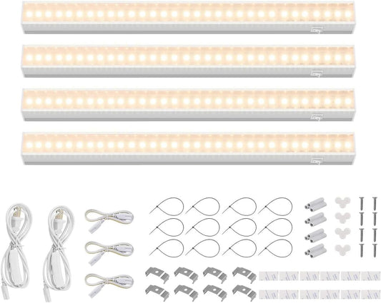 Barrina Grow Lights for Indoor Plants, Full Spectrum Sunlight, 1ft Plant Growing Lamp, LED Grow Light Bulbs, T5 Grow Light Strip, Plug and Play, Yellow, 4-Pack