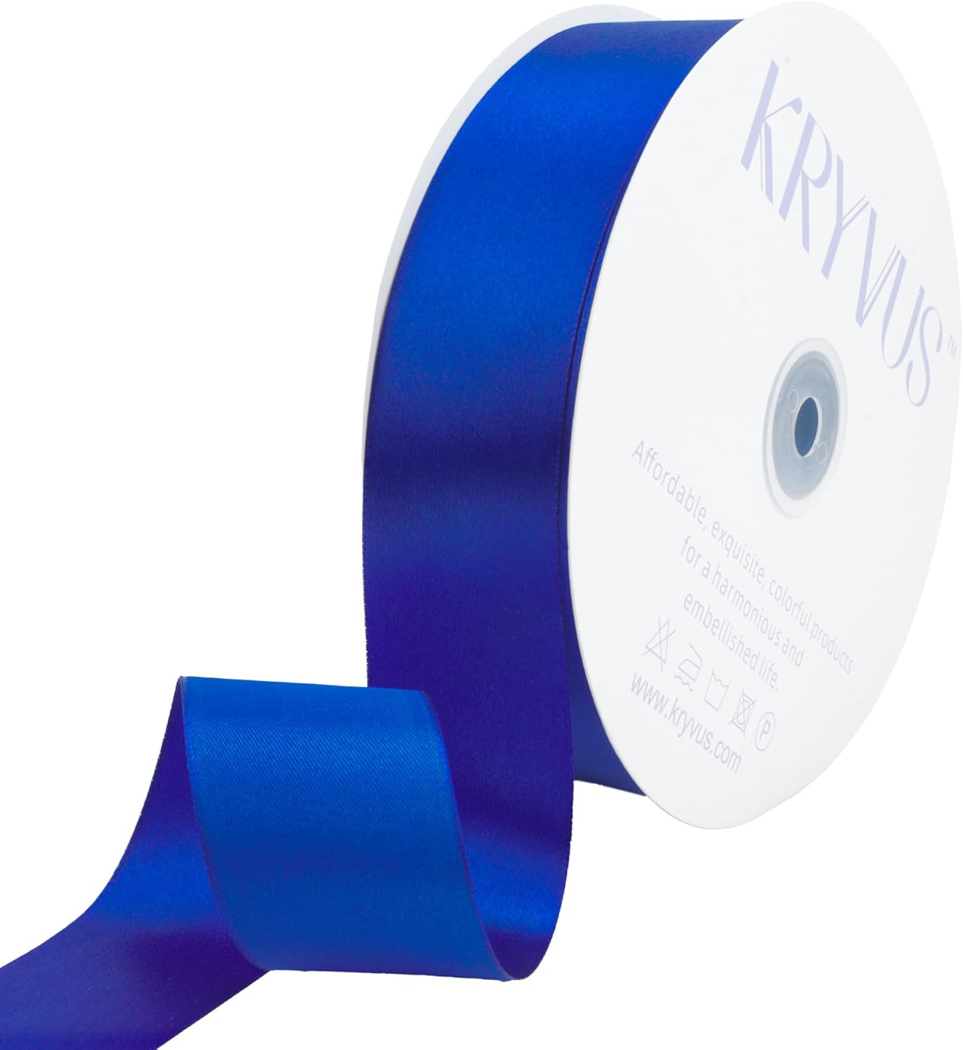 Dark Royal Blue Satin Ribbon 1-1/2 inch X Continuous 100 Yards, Single Face Polyester Ribbon Perfect for Gift Wrapping, Flower Bouquet, Wedding Decor, Crafts, Bow Making, Sewing and More