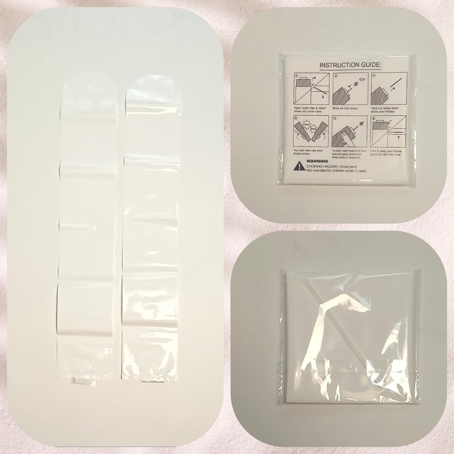 48pcs Round Head Boom Sticks Thunder Sticks Cheering Sticks Team Spirit Plastic Cheerleading Spirit Stick Clapper Inflatable Noise Maker Sports Supply (White)