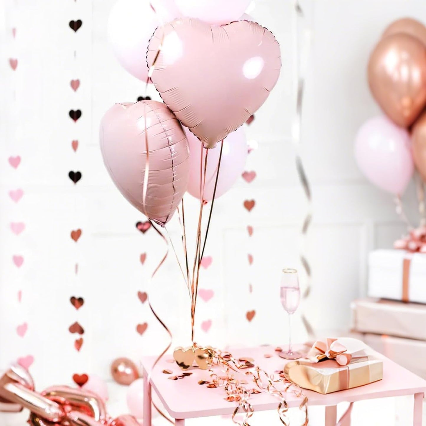 Baby Pink Heart Balloons, 18 Inch Pink Heart Shape Balloon, 12PCS Large Pastel Pink Helium Foil Heart Romantic Balloon for Girls Birthday Wedding Engagement Anniversary Princess Party Decoration