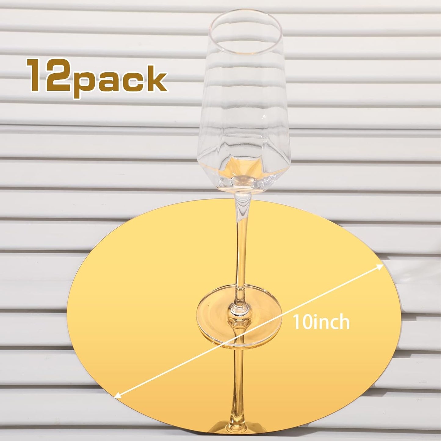 Thyle 12 Pcs 10 Inch Acrylic Round Mirrors for Tables Centerpieces Circle Mirrors Candle Plates for Wall Wedding Table Centerpieces for Baby Shower Party, Thickness 1 mm (Gold)