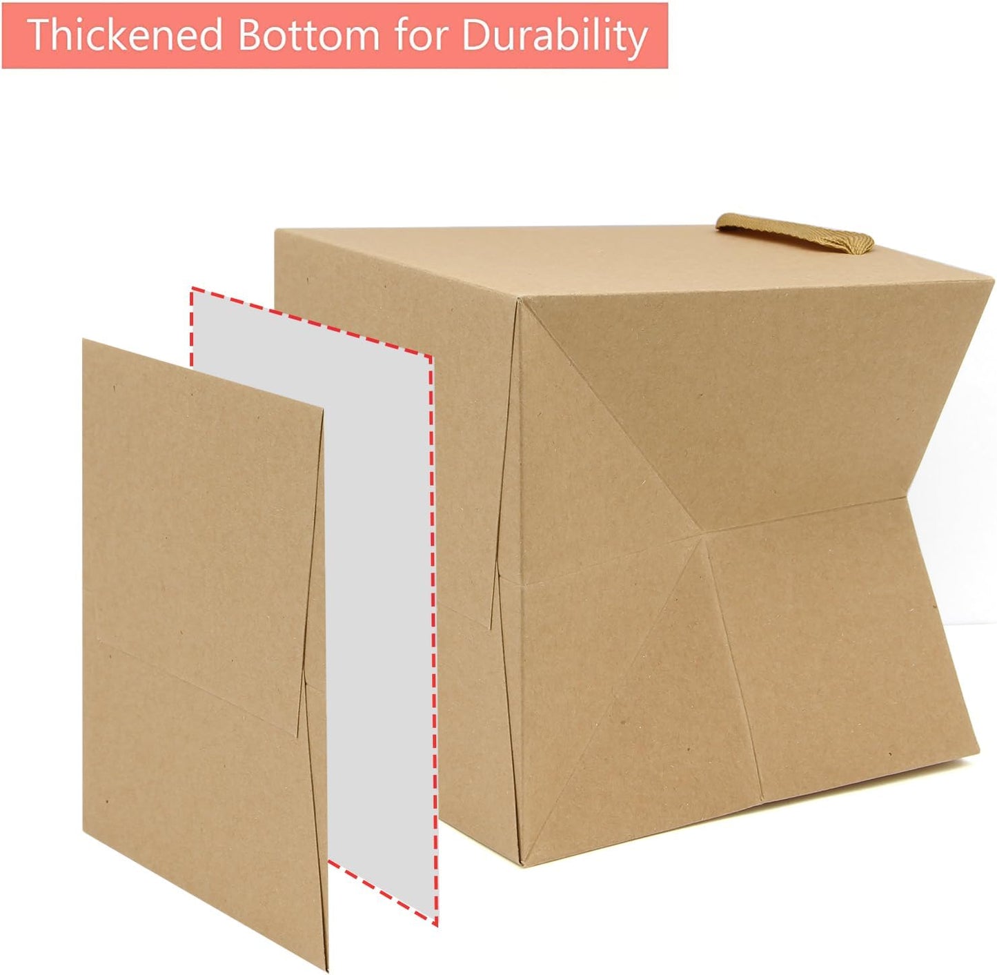 Kraft Paper Gift Bag Large Square Bottom Kraft Paper Bags with Handles (Natural Kraft, 12 x 12 x 12 in, 10 CT)