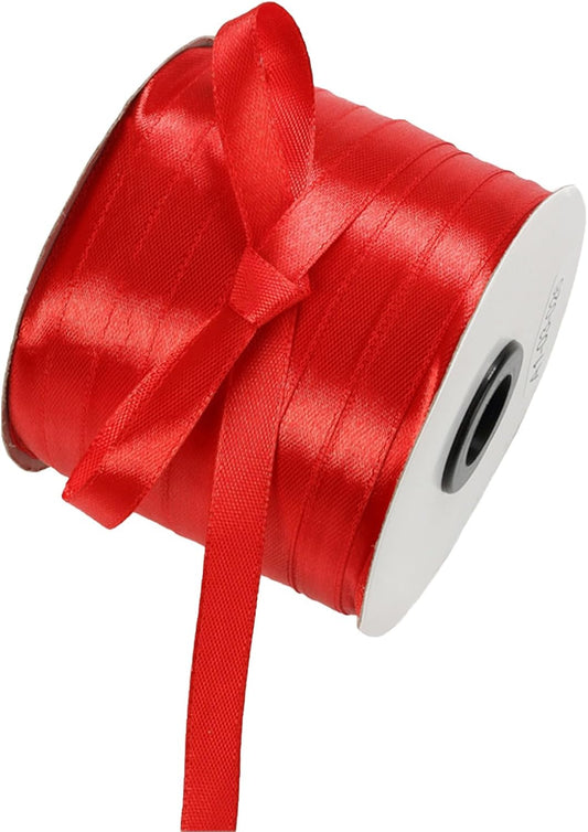 3/8" x 230 Yards Red Satin Ribbon Single Faced Bulk Fabric Ribbons for Gift Wrapping, Crafting, Scrapbooking, Bows and Card Making