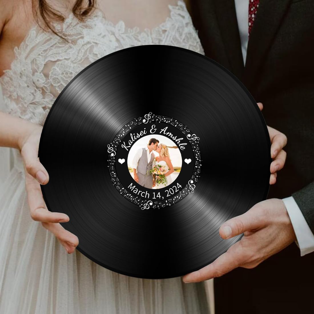 Personalized Vintage Record Guest Book Sign Custom Name Date Rustic Wedding Guest Book Alternative Unique Guest Book for Wedding Anniversary (Style 7)