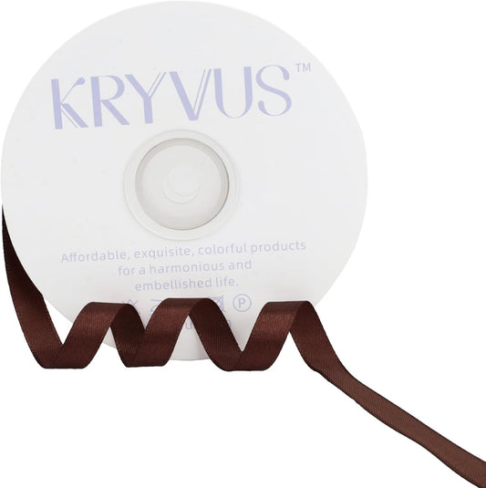Dark Brown Satin Ribbon 3/8 inch X Continuous 50 Yards, Single Face Polyester Ribbon Perfect for Gift Wrapping, Flower Bouquet, Wedding Decor, Crafts, Bow Making, Sewing and More