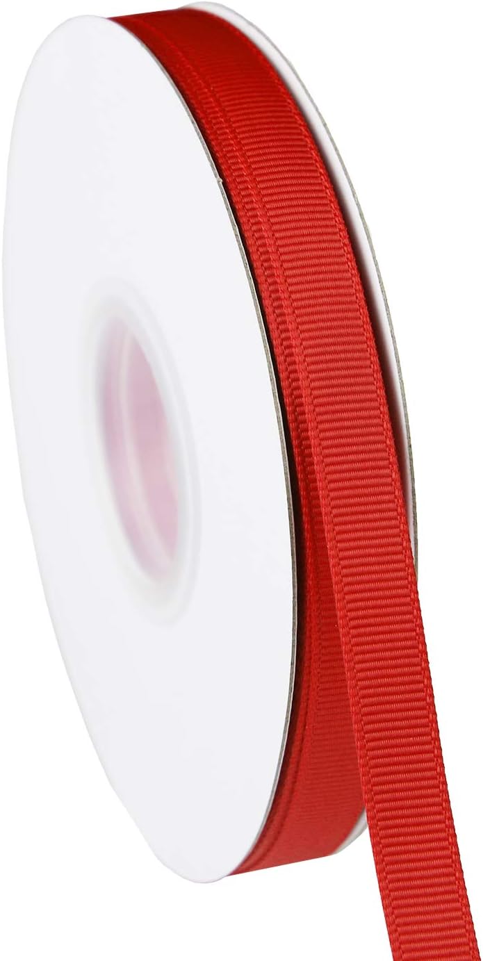 ITIsparkle 3/8" Inch Grosgrain Ribbon 50 Yards-Roll Set for Gift Wrapping Scrap Books Party Favor Hair Braids Baby Shower Decoration Cake Decoration Floral Arrangement Craft Supplies, Red Ribbon