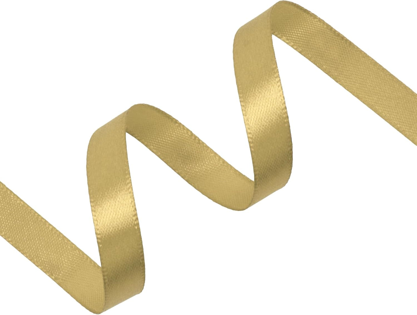 Light Gold Satin Ribbon 3/8 inch X Continuous 100 Yards, Single Face Polyester Ribbon Perfect for Gift Wrapping, Flower Bouquet, Wedding Decor, Crafts, Bow Making, Sewing and More