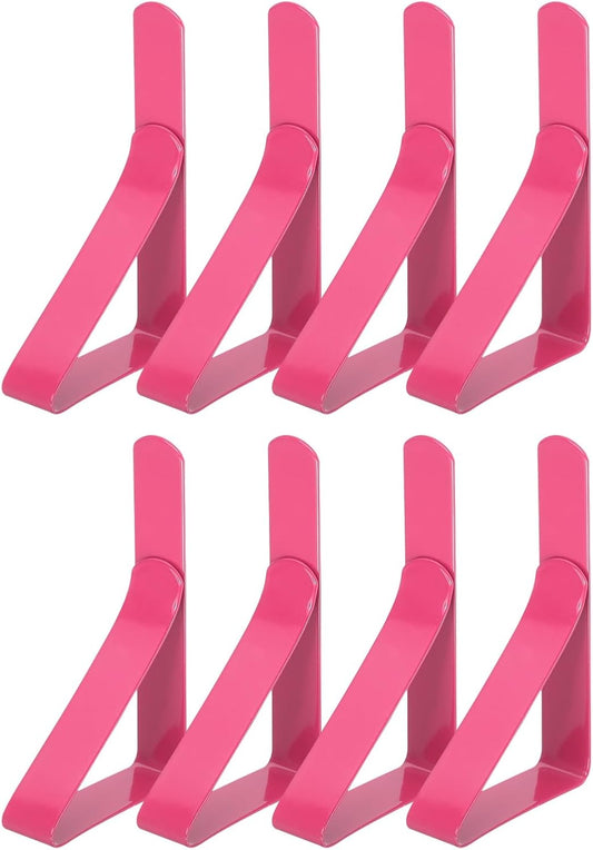 uxcell 8 Pack Tablecloth Clips, Stainless Steel Table Cloth Cover Clamps, 2.95" x 1.77" Windproof Holder Clips for Home Party Picnic Wedding Camping Dining Tables, Pink