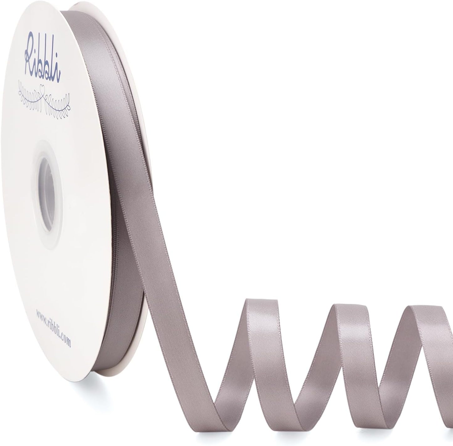 Ribbli Silver Satin Ribbon Double Faced Satin 1/2 Inch x Continuous 100 Yards-Silver Ribbon for Gift Wrapping Crafts Wedding Decoration Bows Bouquet Floral Arrangement