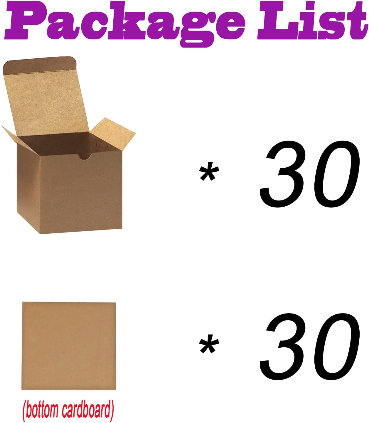 Bonfasvo Gift Boxes 30 Pack 4x4x4 inches Brown Fold Kraft Paper Boxes Bridesmaids Proposal Box Cupcake Boxes Easy Assemble Boxes with Lids for Wedding Birthday Party Christmas