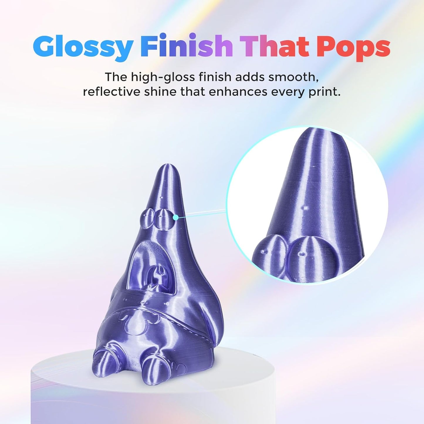 FLASHFORGE Silk PLA Filament 1.75mm Violet, 3D Printer Filament 1kg (2.2lbs) Spool, Smooth and Silky Texture 3D Printing Filament, Dimensional Accuracy +/- 0.02mm