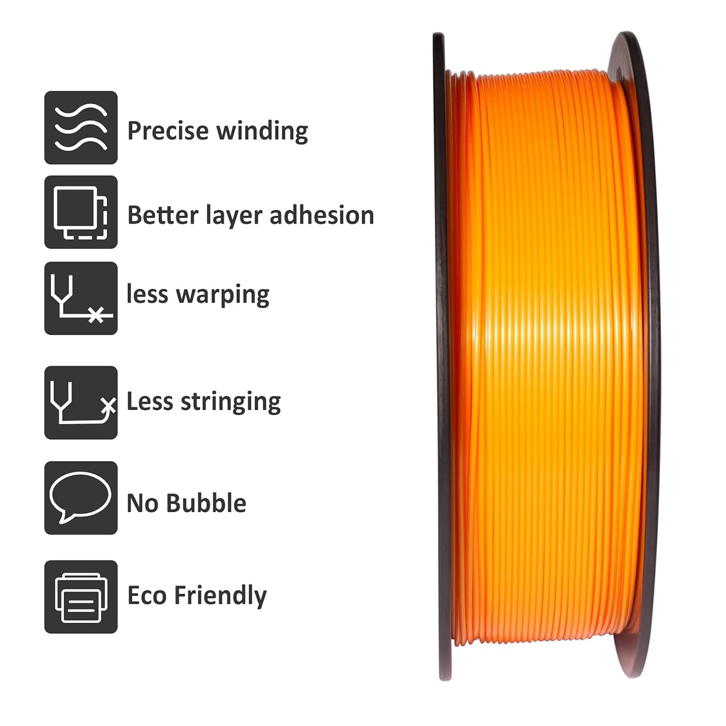 Geeetech Orange PLA 3D Printer Filament, PLA 3D Printer Filament 1kg Spool(2.2lbs) Dimensional Accuracy +/- 0.02 mm, 3D Printing Filament Fits for Most FDM 3D Printers