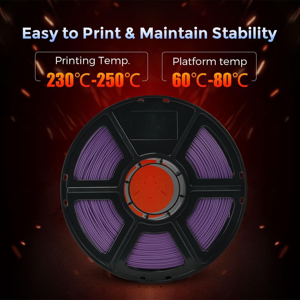 FLASHFORGE Carbon Fiber PETG Filament 1.75mm, Carbon Fiber PETG 3D Printer Filament, 1KG Spool Dimensional Accuracy +/- 0.02mm, Lightweight & Heat-Resistant & Moisture Free (Iris Purple)