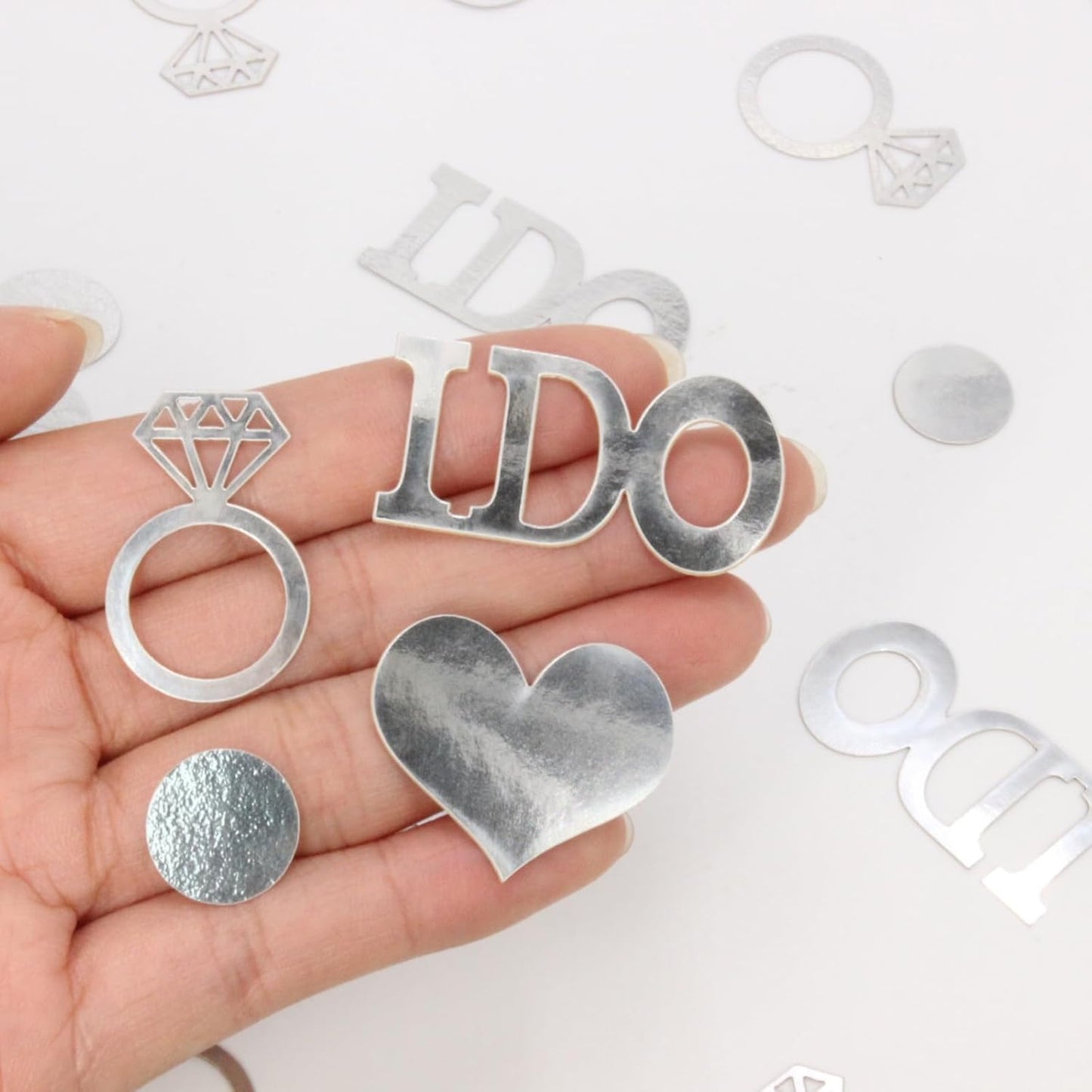 Wedding Confetti, Engagement Confetti for Wedding Shower Decorations, Bridal Shower Confetti for Bridal Shower Decorations, 160 PCS Glitter Silver I DO Confetti for Engagement Table Decorations