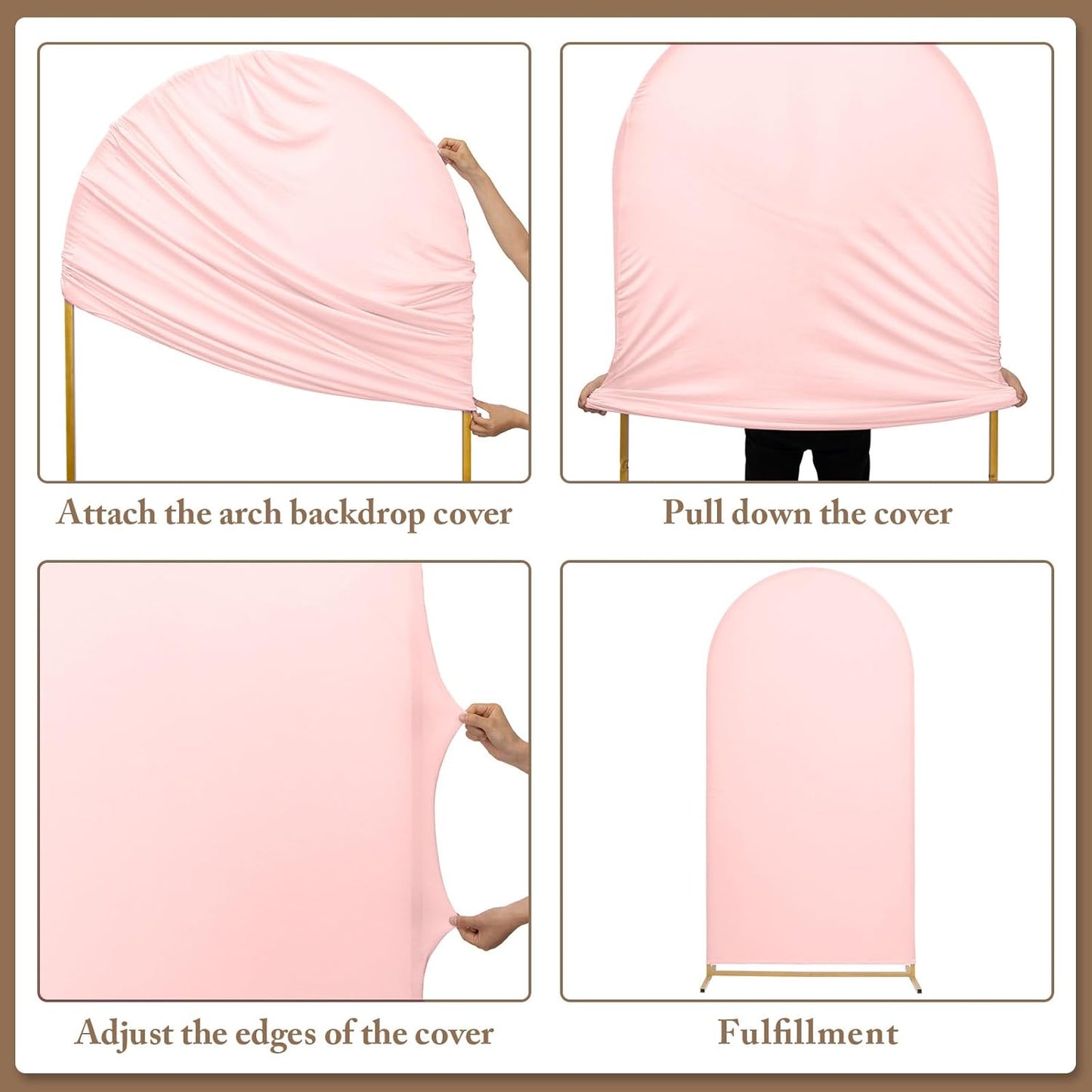 Metal Arch Backdrop Stand and Cover Set, 7.2FT, 6FT Party Backdrop, Easy to Assemble, Backdrop Stand for Parties, Birthday, Baby Shower