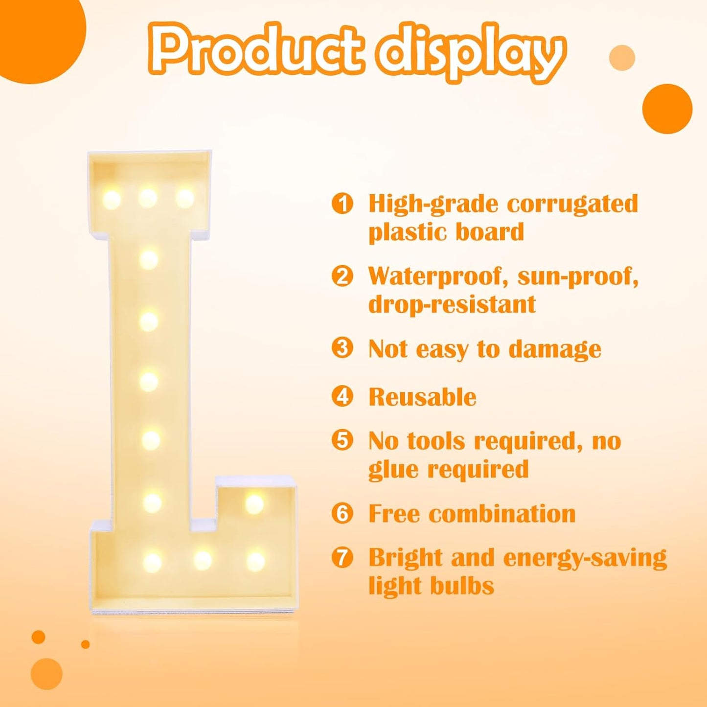 4ft Marquee for Letters L, Large Light up Letters, Will You Marry Me Sign Letters 4 Feet Tall for Party Decorations, Letter Balloons, Wedding Decor, Proposal Decorations (Letters L)