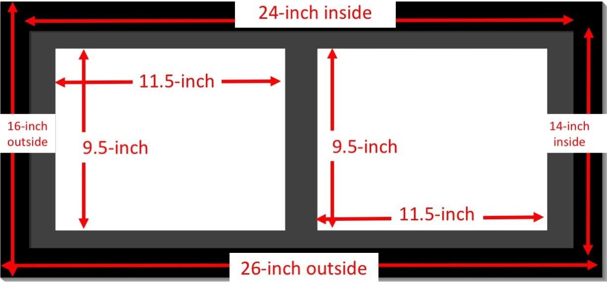 Creative Picture Frames [14x30bk-b Black Horizontal Double Diploma Frame with 2 opening Black Mat, Holds 2-10x12-inch Documents with Wall Hanger