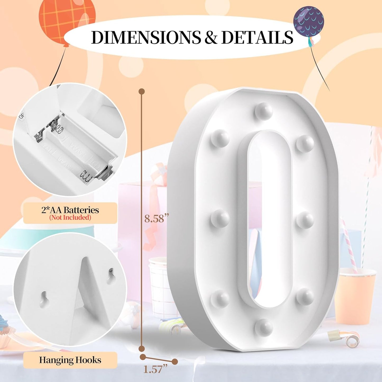 LED Marquee Light Up Numbers Sign - Lighted Birthday Numbers Sign for 40th Birthday Party Decoration, Bar Wall, Home, Table Room, Wedding and Christmas Decorations, Number 40