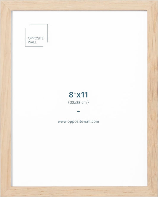 Opposite Wall - 8.5 x 11 in - Natural Solid Oak Wood Picture Frames - Lightweight, Versatile & Shatterproof - Wall Hanging & Tabletop Photo Frame - Office, Gallery & Home Decor
