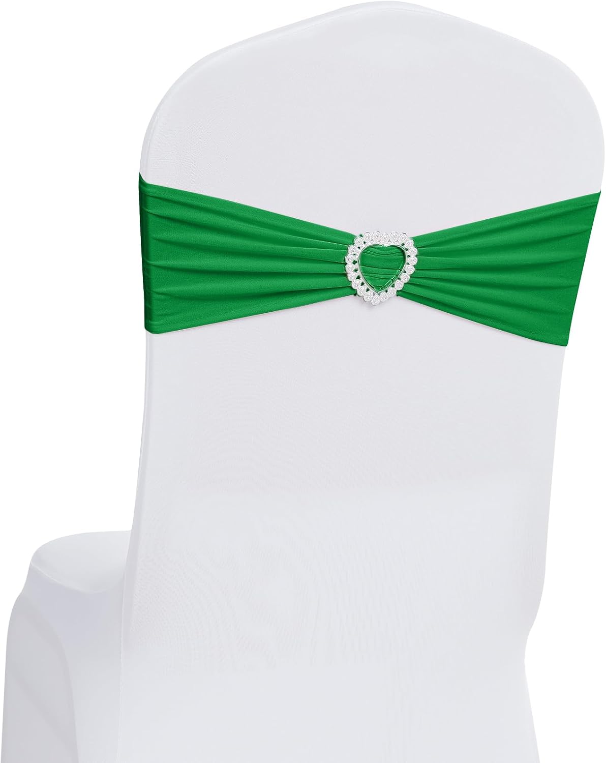 Howhic Pack of 120 Spandex Chair Sashes Bows Stretch Chair Cover Band with Buckle Slider Universal Elastic Chair Ties for Wedding Banquet Party Event Decoration (Emerald)
